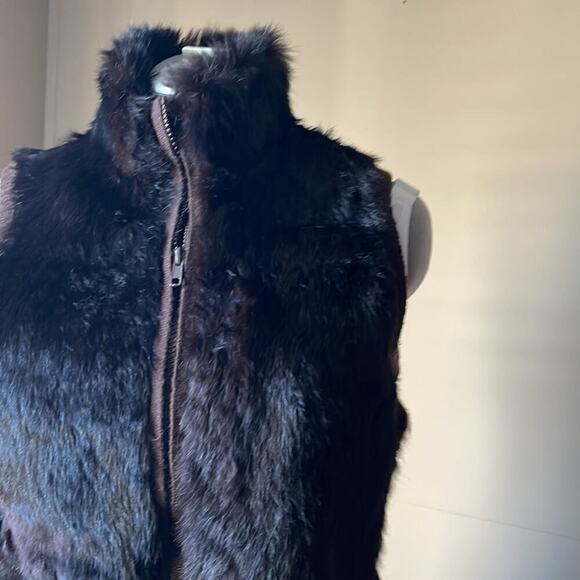 Metro 6 Nina Leonard  deep Brown Fur Vest Lambswool - Picture 2 of 8